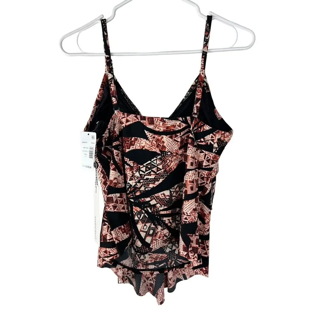 Magicsuit Urban Safari Tiered Ruflle Tankini Top 10 Slimming